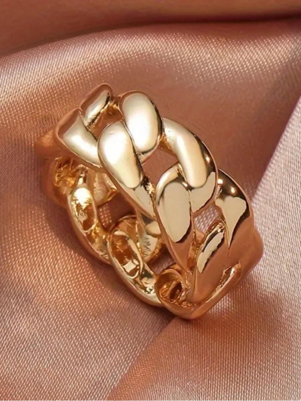 Gold Chain Link Women's Ring - Elegant Statement Band